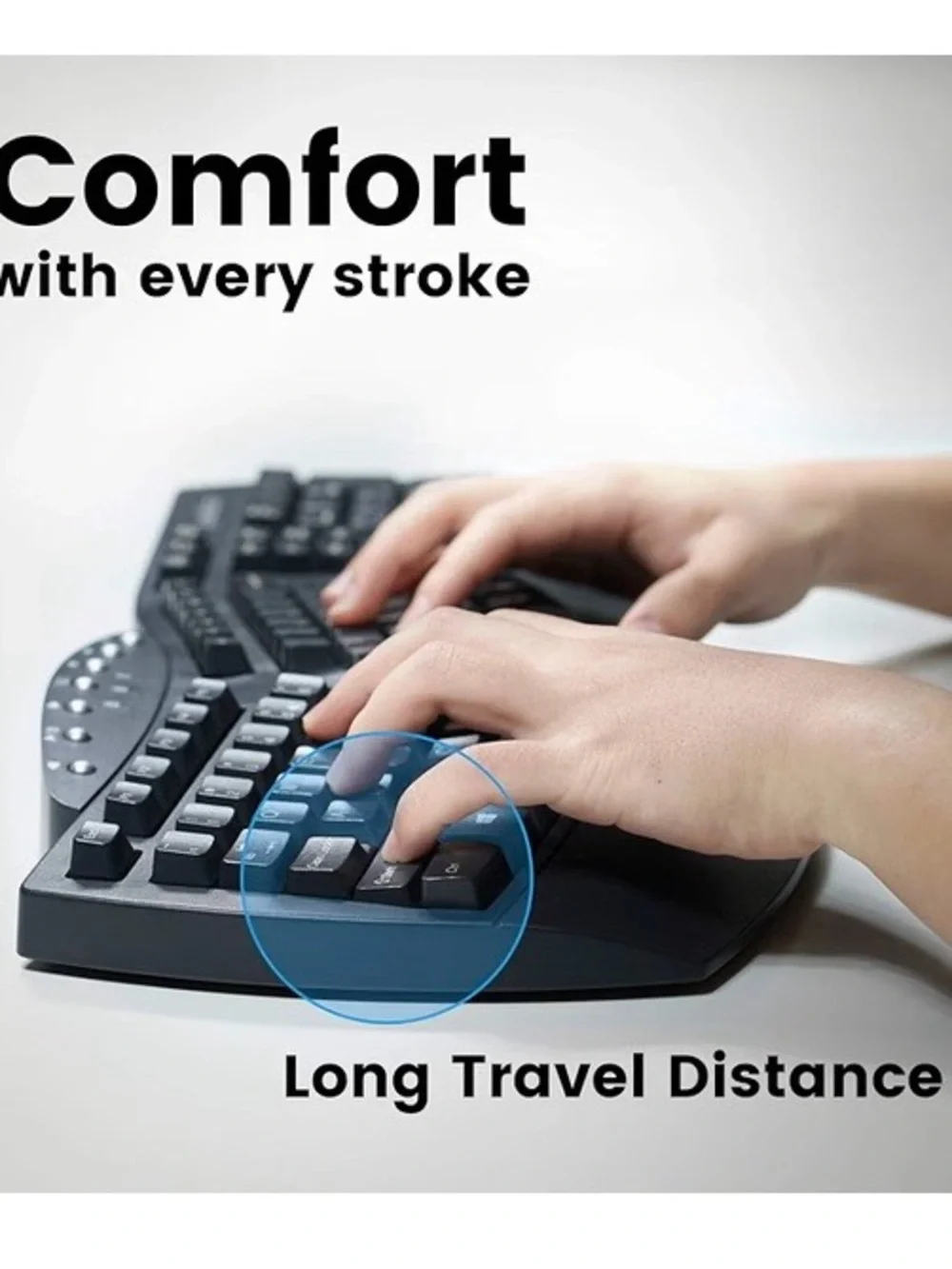 Ergonomic USB Membrane Keyboard - Black